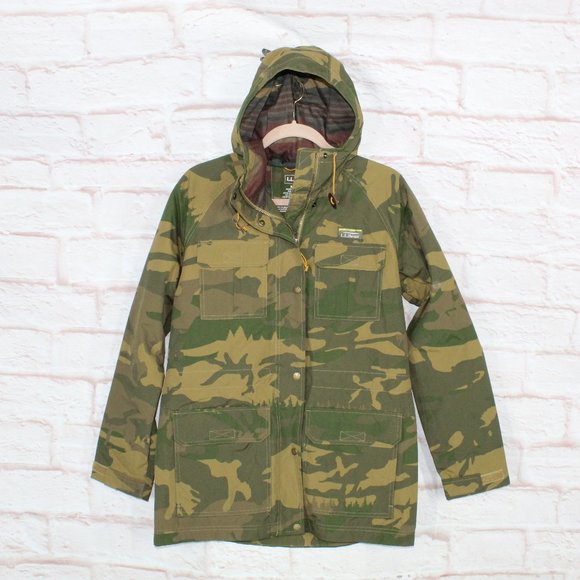 L.L. Bean Jackets & Blazers - LL Bean Green 100% Nylon Camouflage Full Zip Lined Hooded Jacket Size M